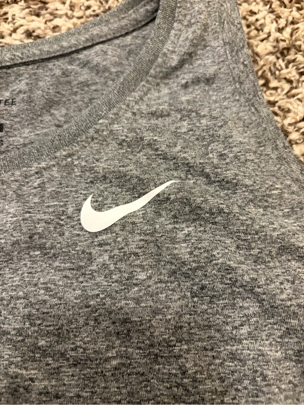 Nike Women's Heather Gray Performance Tank with White Swoosh